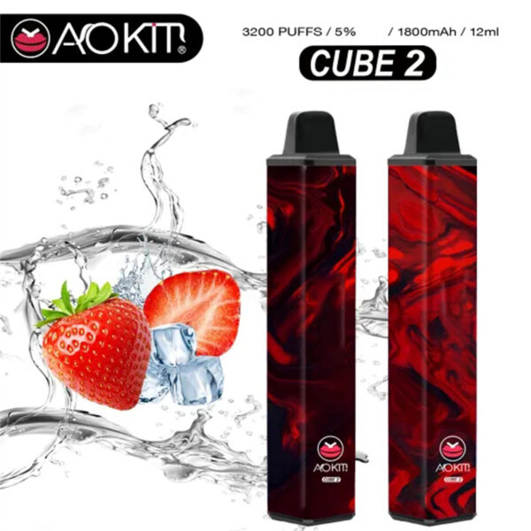 Aokit Cube 2 3200 Puffs Disposable Vape Wholesale Strawberry Ice Flavors