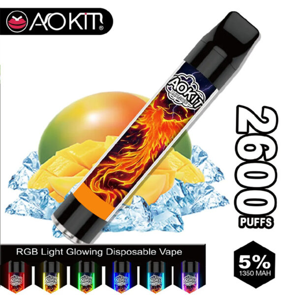 Aokit Lux 2600 puffs Disposable Vape Wholesale Mango Ice