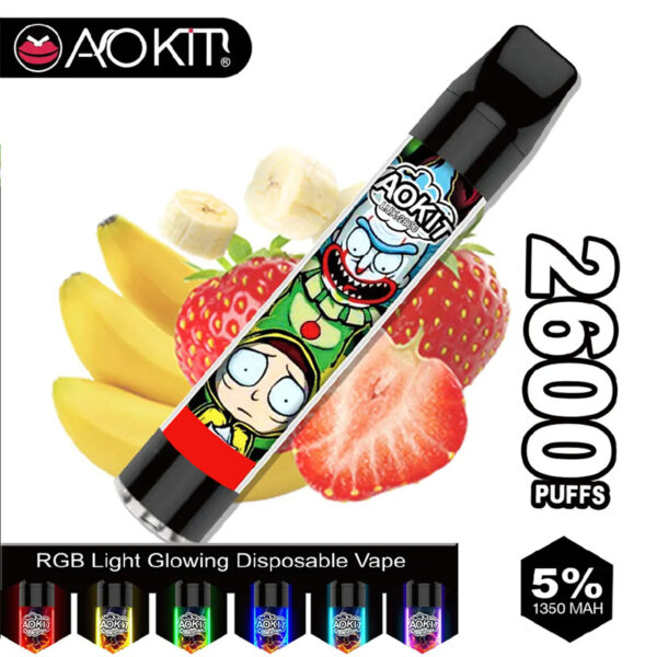 Aokit Lux 2600 puffs Disposable Vape Wholesale StrawberryBanana