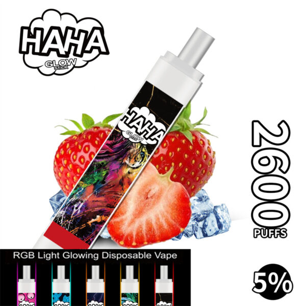 Haha Glow Stick 2600 Puffs Disposable Vape Wholesale Strawberry Ice