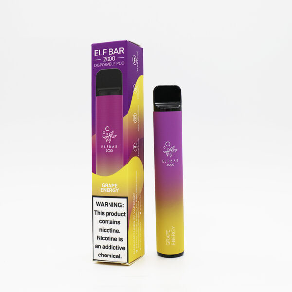 ELF BAR 2000 Puffs Disposable Vape Wholesale Grape Energy Flavors