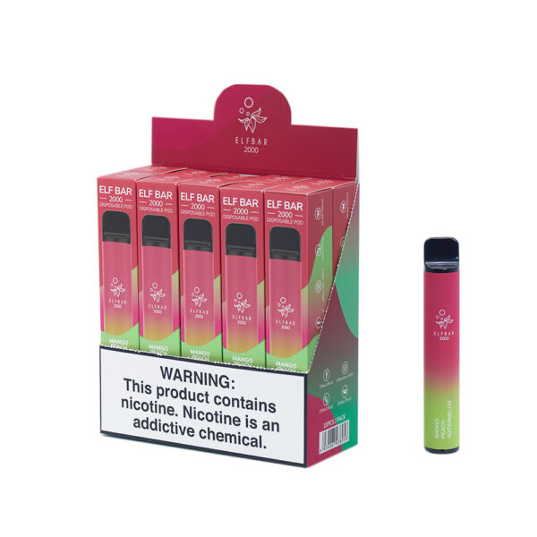 ELF BAR 2000 Puffs Disposable Vape Wholesale Mango Peach Watermelon Flavors Describe