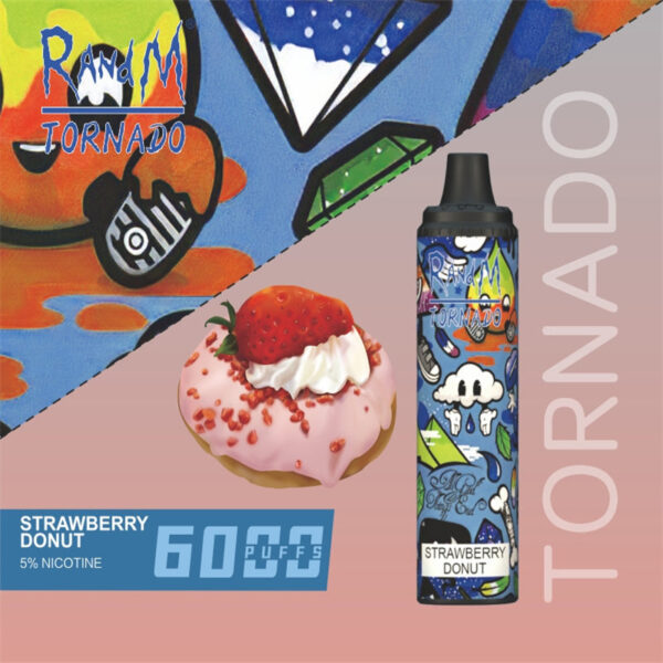RANDM TORNADO 6000 Puffs Airflow Control Disposable Vape Wholesale Strawberry Donut