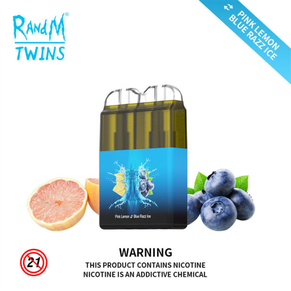 RANDM TWINS 2IN1 6000 Puffs LED Light Disposable Vape Wholesale Blue Razz Ice Pink Lemon