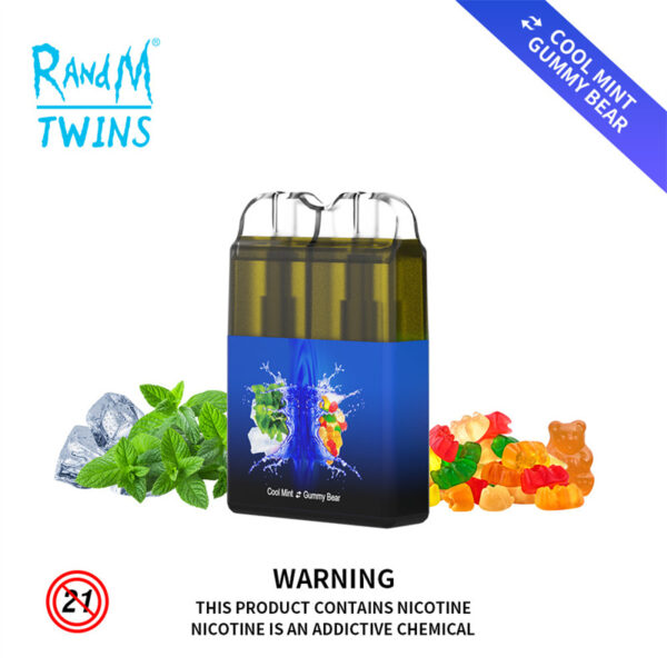 RANDM TWINS 2IN1 6000 Puffs LED Light Disposable Vape Wholesale Cool Mint Gummy Bear
