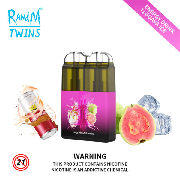 RANDM TWINS 2IN1 6000 Puffs LED Light Disposable Vape Wholesale Energy Drink Guava Ice