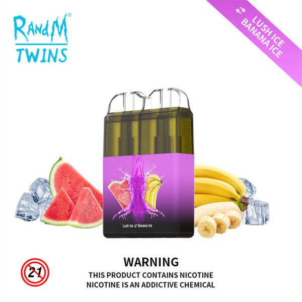 RANDM TWINS 2IN1 6000 Puffs LED Light Disposable Vape Wholesale Lush Ice Banana Ice
