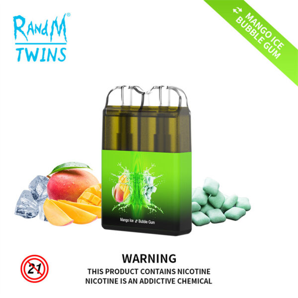 RANDM TWINS 2IN1 6000 Puffs LED Light Disposable Vape Wholesale Mango Ice Bubble Gum