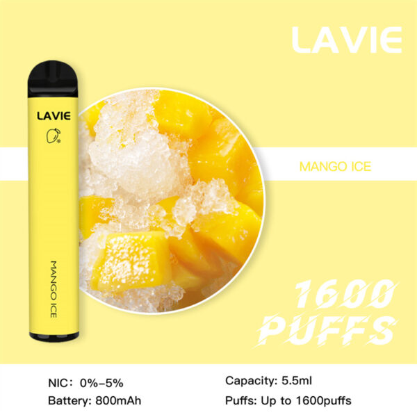LAVIE 1600 Puffs Disposable Vape Wholesale Mango Ice Describe