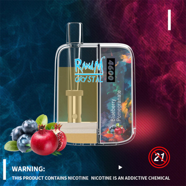 RandM Crystal 4600 Puffs Disposable Vape Pod Device Wholesale Blueberry Pomegranate