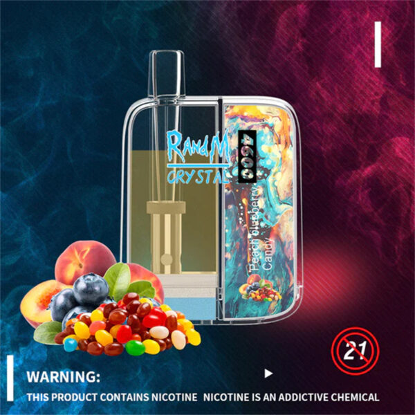 RandM Crystal 4600 Puffs Disposable Vape Pod Device Wholesale Peach Blueberry Candy