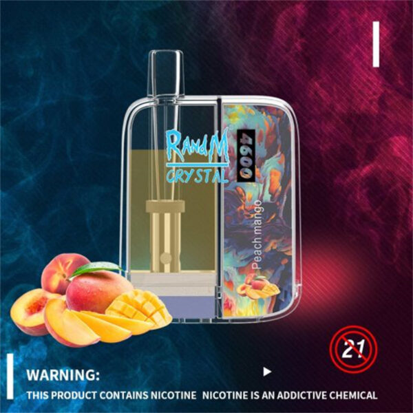 RandM Crystal 4600 Puffs Disposable Vape Pod Device Wholesale Peach Mango
