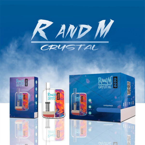 RandM Crystal 4600 Puffs Disposable Vape Pod Device Wholesale Strawberry Watermelon Bubblegum Package