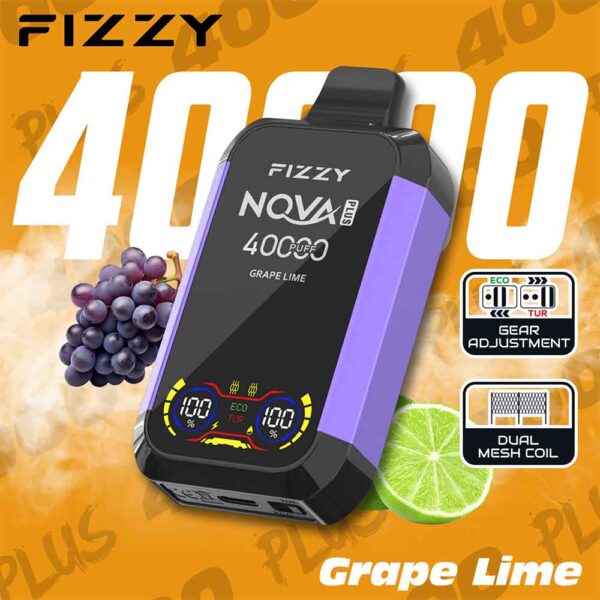 Fizzy 40K puff Nova Plus Dual Mesh Disposable Vape Whosesale grape lime