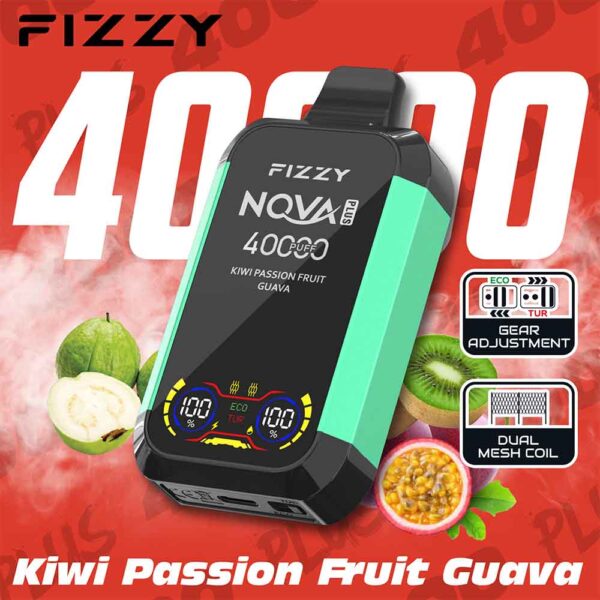 Fizzy 40K puff Nova Plus Dual Mesh Disposable Vape Whosesale kiwi passion fruit guava