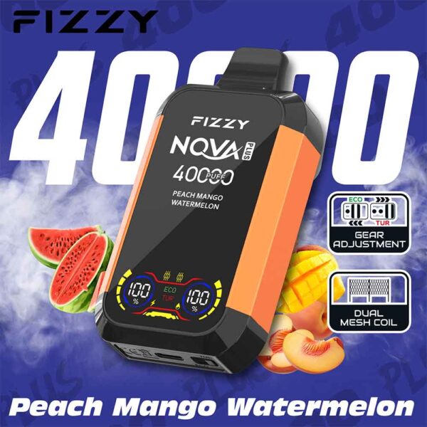 Fizzy 40K puff Nova Plus Dual Mesh Disposable Vape Whosesale peach mango watermelon