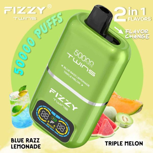 Fizzy Twins 50K Puffs Dual Flavors Disposable Vape Wholesale blue razz lemonade