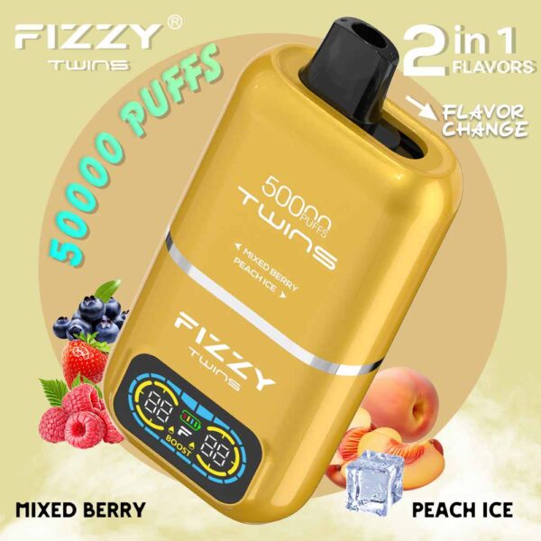 Fizzy Twins 50K Puffs Dual Flavors Disposable Vape Wholesale mixed berry
