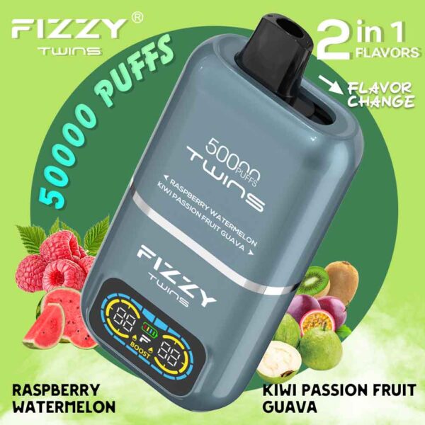 Fizzy Twins 50K Puffs Dual Flavors Disposable Vape Wholesale raspberry watermelon