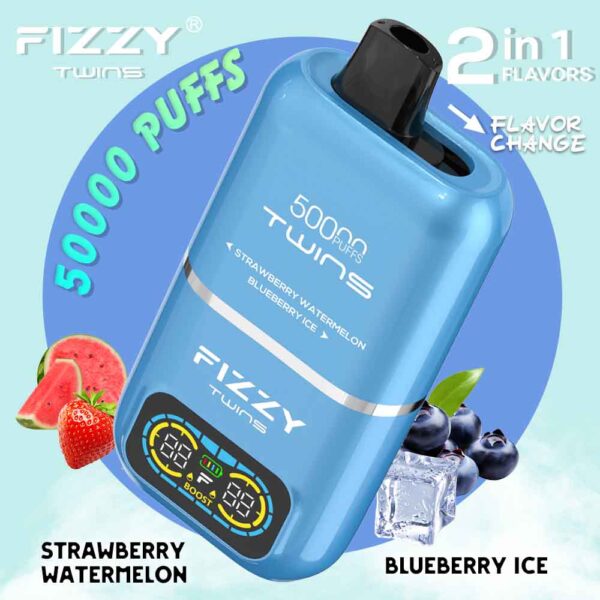 Fizzy Twins 50K Puffs Dual Flavors Disposable Vape Wholesale starawberry watermelon