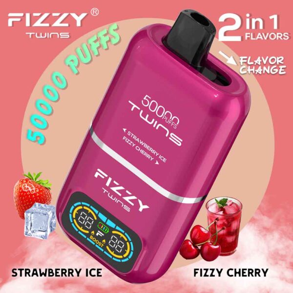 Fizzy Twins 50K Puffs Dual Flavors Disposable Vape Wholesale strawberry ice