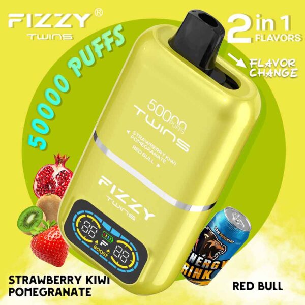Fizzy Twins 50K Puffs Dual Flavors Disposable Vape Wholesale strawberry kiwi