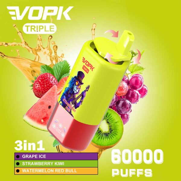 VOPK Tripe 60000 Puff 3 in 1 Disposable vape wholesale grape ice