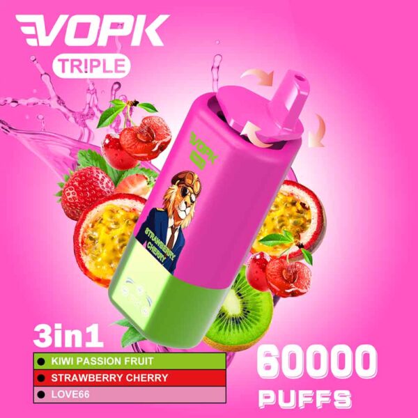 VOPK Tripe 60000 Puff 3 in 1 Disposable vape wholesale kiwi passion fruit