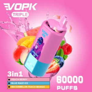 VOPK Tripe 60000 Puff 3 in 1 Disposable vape wholesale peach berry