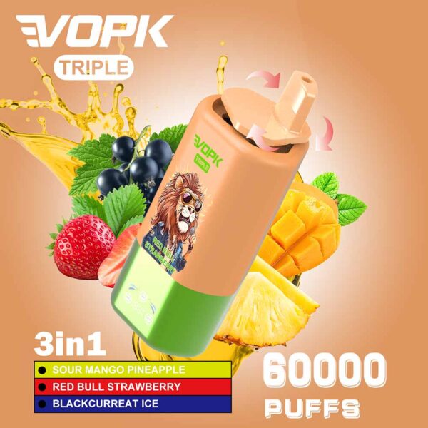 VOPK Tripe 60000 Puff 3 in 1 Disposable vape wholesale sour mango pineapple