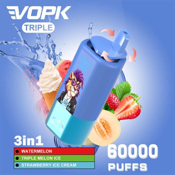 VOPK Tripe 60000 Puff 3 in 1 Disposable vape wholesale watermelon