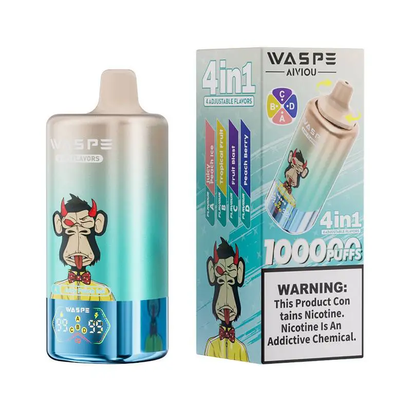 Waspe 4in1 100K Puffs 4 flavors Disposable Vape Wholesale Juicy Peach Ice Tropical Fruit Fruit Blast Peach Berry Waspe 4in1 100K Puffs 4 flavors Disposable Vape Wholesale Juicy Peach Ice Tropical Fruit Fruit Blast Peach Berry
