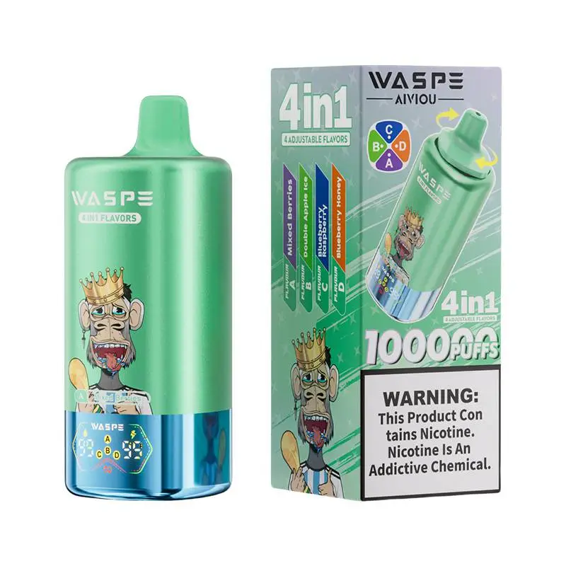 Waspe 4in1 100K Puffs 4 flavors Disposable Vape Wholesale Mixed Berries Double Apple Ice Blueberry Raspberry Blueberry Honey Waspe 4in1 100K Puffs 4 flavors Disposable Vape Wholesale Mixed Berries Double Apple Ice Blueberry Raspberry Blueberry Honey