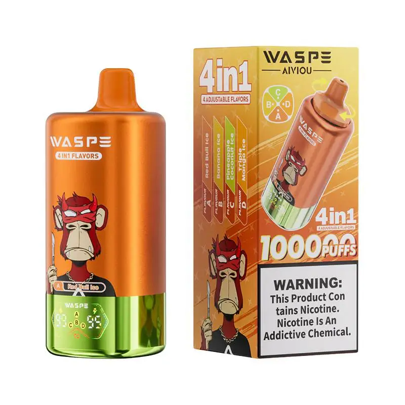 Waspe 4in1 100K Puffs 4 flavors Disposable Vape Wholesale Red Bull Ice Banana Ice Pineapple Coconut Ice Triple Mango Ice Waspe 4in1 100K Puffs 4 flavors Disposable Vape Wholesale Red Bull Ice Banana Ice Pineapple Coconut Ice Triple Mango Ice