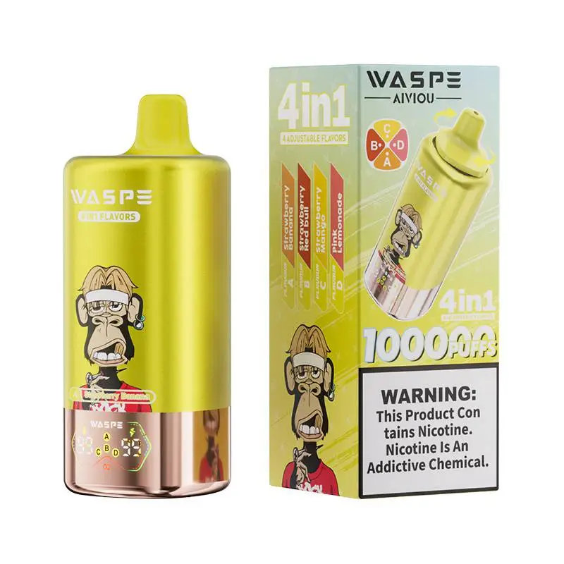Waspe 4in1 100K Puffs 4 flavors Disposable Vape Wholesale Strawberry Banana Strawberry Red bull Strawberry Mango Pink Lemonade Waspe 4in1 100K Puffs 4 flavors Disposable Vape Wholesale Strawberry Banana Strawberry Red bull Strawberry Mango Pink Lemonade