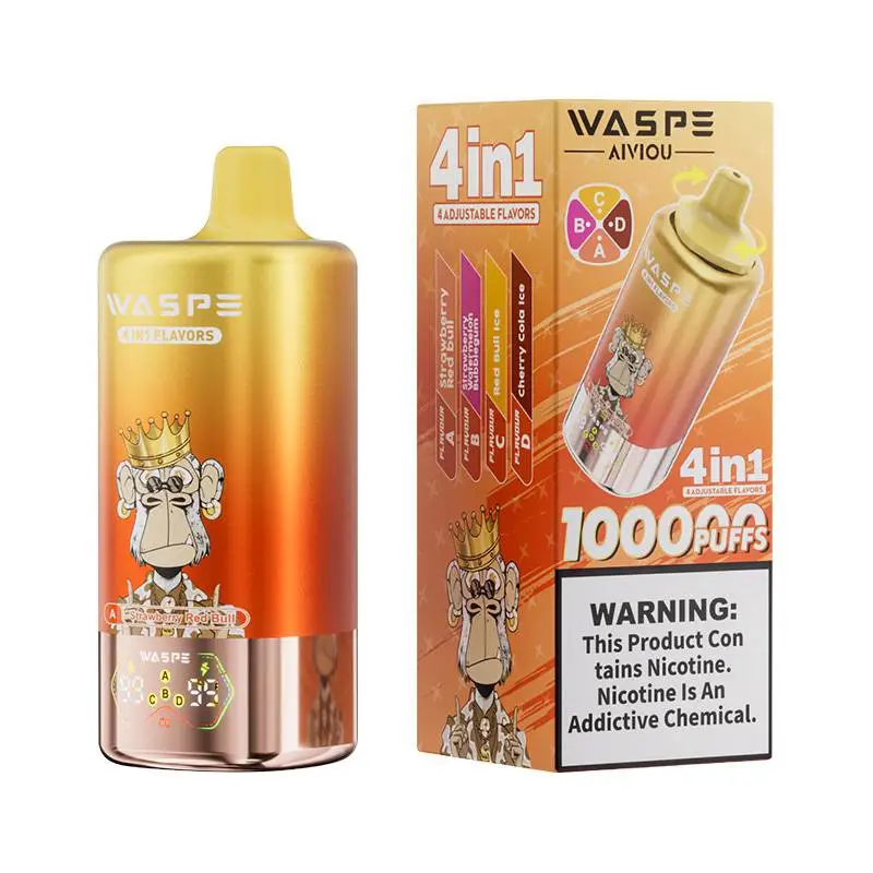 Waspe 4in1 100K Puffs 4 flavors Disposable Vape Wholesale Strawberry Red bull Strawberry Watermelon Bubblegum Red Bull Ice Cherry Cola Ice Waspe 4in1 100K Puffs 4 flavors Disposable Vape Wholesale Strawberry Red bull Strawberry Watermelon Bubblegum Red Bull Ice Cherry Cola Ice