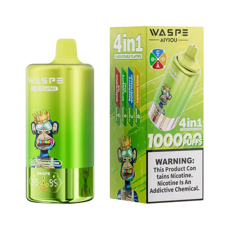 Waspe 4in1 100K Puffs 4 flavors Disposable Vape Wholesale Watermelon Ice Strawberry Kiwi Raspberry Watermelon Lemon Lime Waspe 4in1 100K Puffs 4 flavors Disposable Vape Wholesale Watermelon Ice Strawberry Kiwi Raspberry Watermelon Lemon Lime