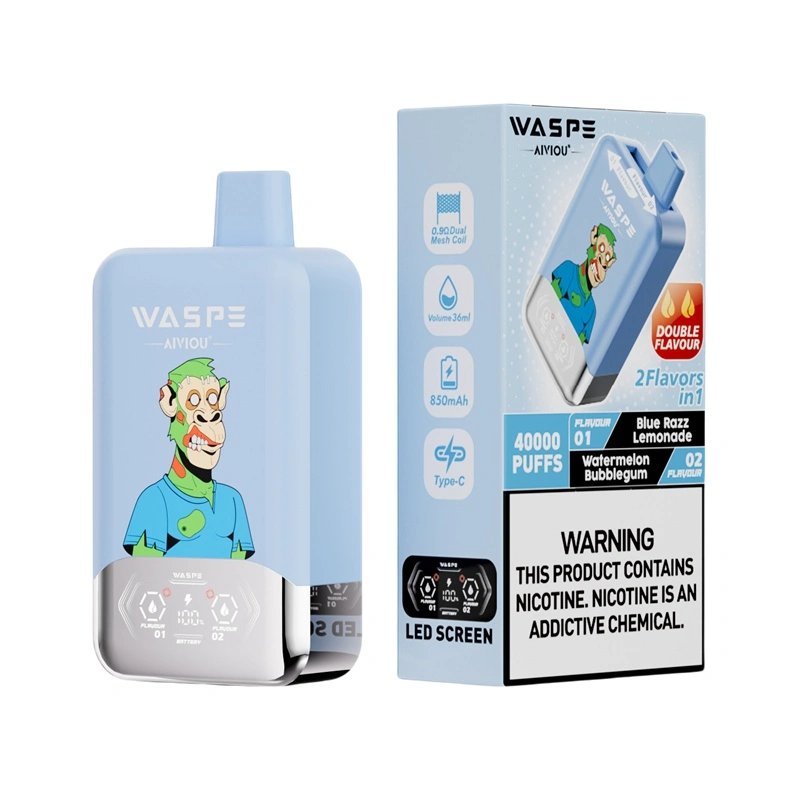 Waspe Aiviou 40000 Puffs Double Flavor Disposable Vape Blue Razz Lemonade Watermelon Bubblegum Waspe Aiviou 40000 Puffs Double Flavor Disposable Vape Blue Razz Lemonade Watermelon Bubblegum