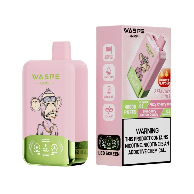 Waspe Aiviou 40000 Puffs Double Flavor Disposable Vape Fizzy Cherry Ice Blueberry Cotton Candy Waspe Aiviou 40000 Puffs Double Flavor Disposable Vape Fizzy Cherry Ice Blueberry Cotton Candy