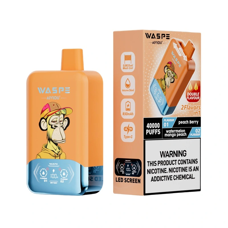 Waspe Aiviou 40000 Puffs Double Flavor Disposable Vape Peach Berry Watermelon Mango Peach Waspe Aiviou 40000 Puffs Double Flavor Disposable Vape Peach Berry Watermelon Mango Peach