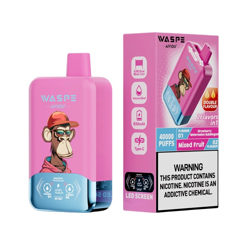 Waspe Aiviou 40000 Puffs Double Flavor Disposable Vape Strawberry Watermelon Bubblegum Mixed Fruit Waspe Aiviou 40000 Puffs Double Flavor Disposable Vape Strawberry Watermelon Bubblegum Mixed Fruit