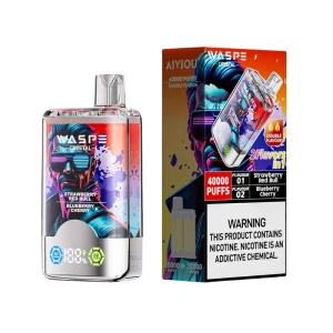 Waspe Crystal 40000 Puffs Double Flavor Disposable Vape Strawberry Red Bull Blueberry Cherry