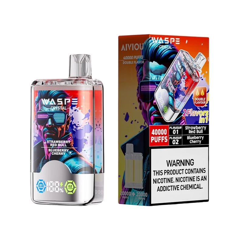 Waspe Crystal 40000 Puffs Double Flavor Disposable Vape Strawberry Red Bull Blueberry Cherry Waspe Crystal 40000 Puffs Double Flavor Disposable Vape Strawberry Red Bull Blueberry Cherry